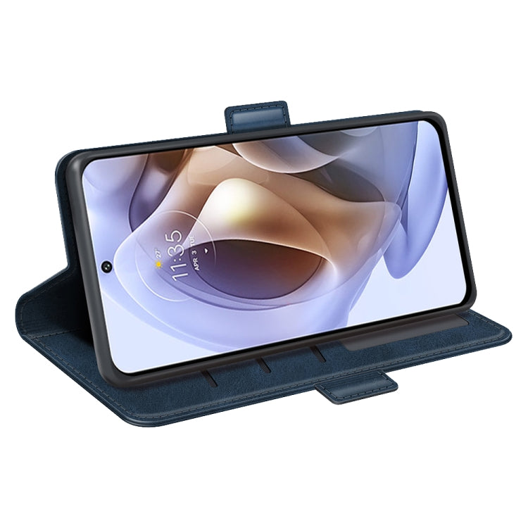 Dark blue leather-style folio phone case with stand for viewing