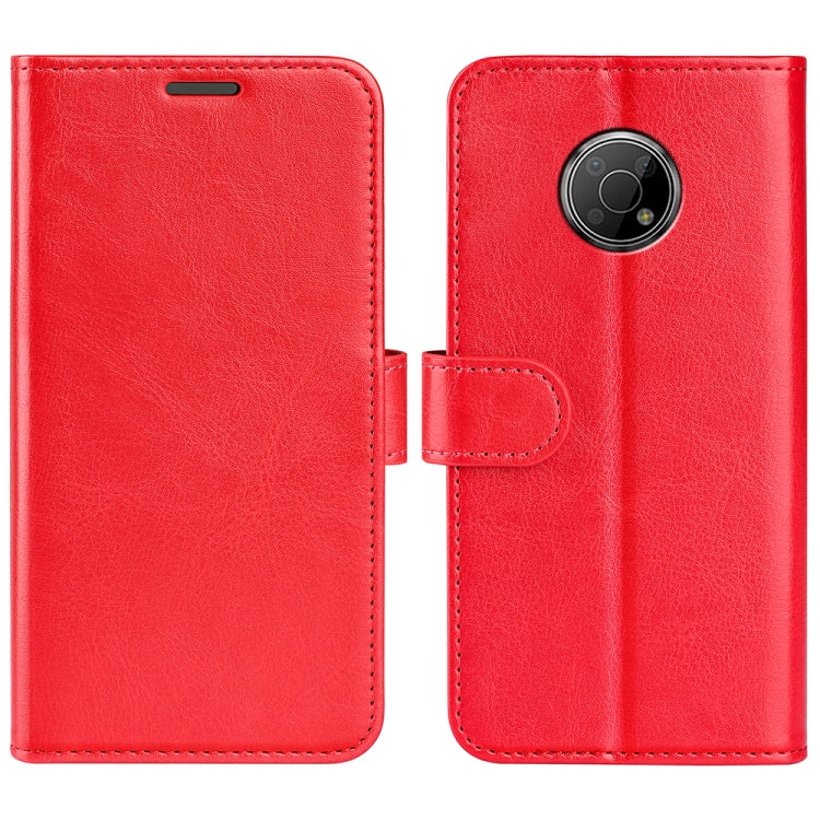 Red textured flip phone case with side strap and camera cutout