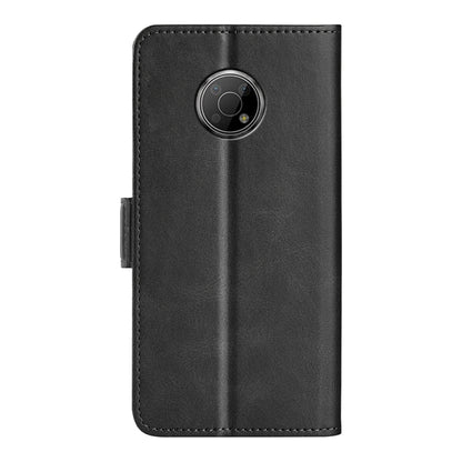 Black leather flip phone case with magnetic buckle and camera cutout
