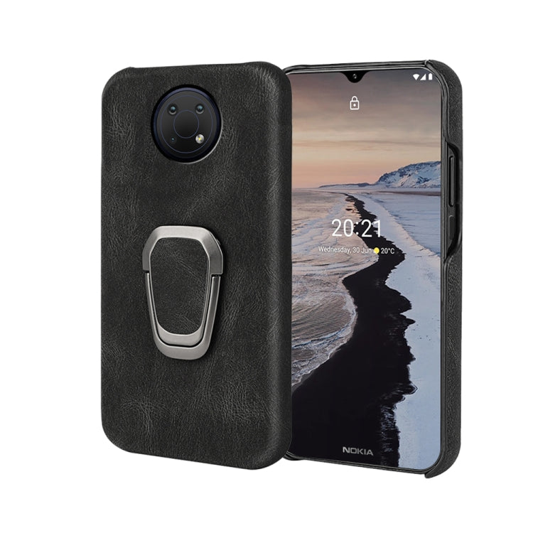 Black PU phone case with ring holder and camera cutout for Nokia G10