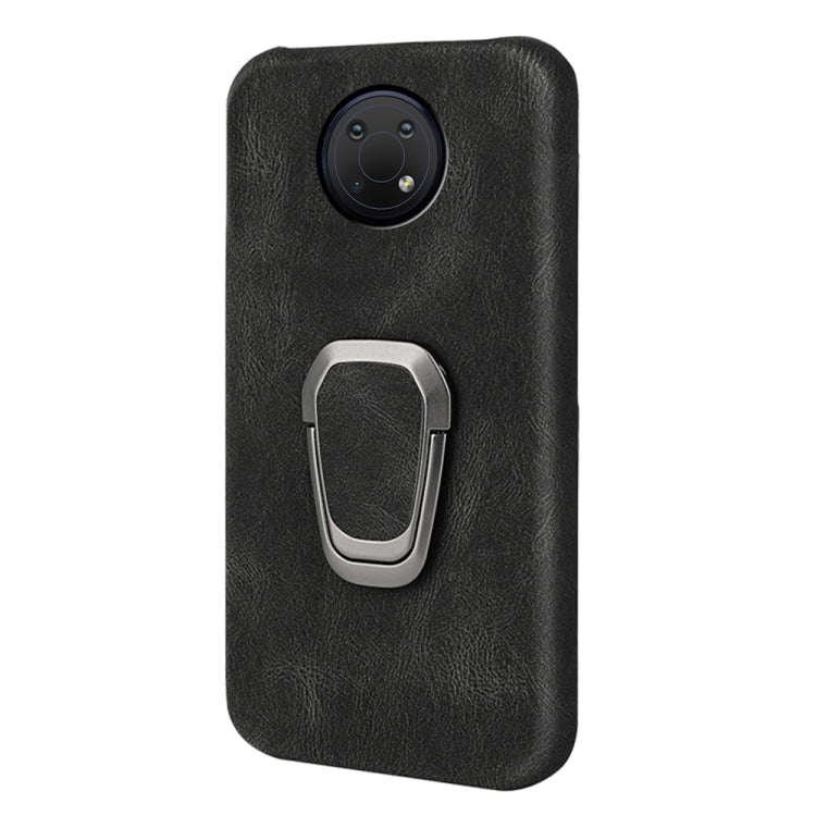 Black PU phone case with ring holder and rear camera cutout for Nokia G10