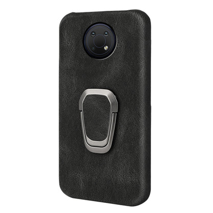 Black PU phone case with ring holder and rear camera cutout for Nokia G10
