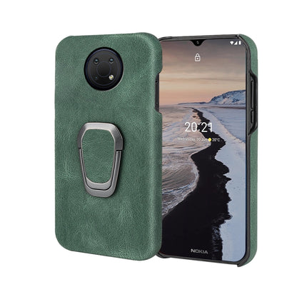 Dark green PU phone case with ring holder and camera cutout for Nokia G10