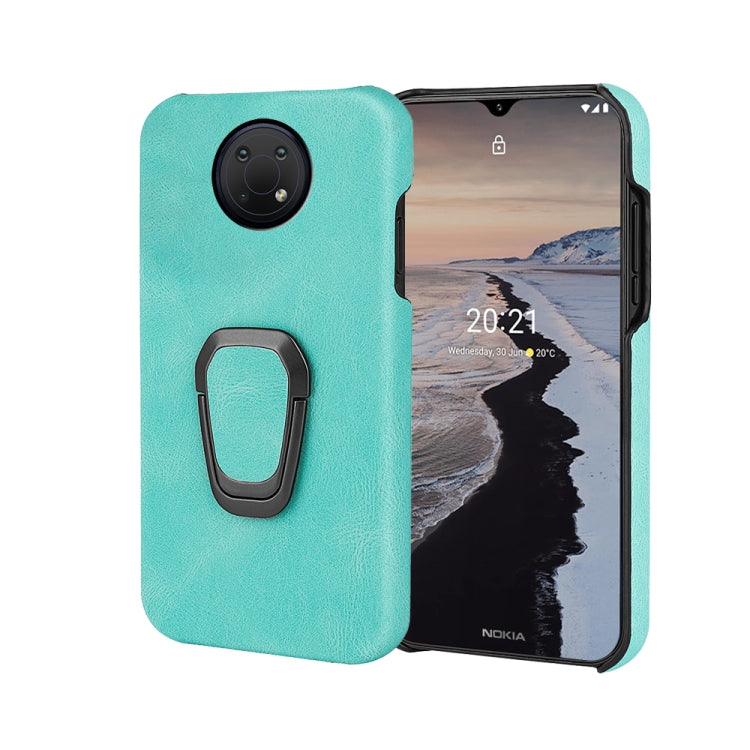 Mint green PU phone case with ring holder and camera cutout for Nokia G10