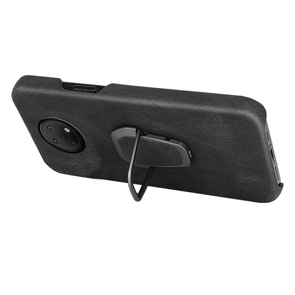 Black PU phone case with ring holder loop and camera cutout on back