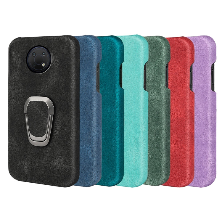 PU phone case with ring holder in multiple colors, showing back camera cutout