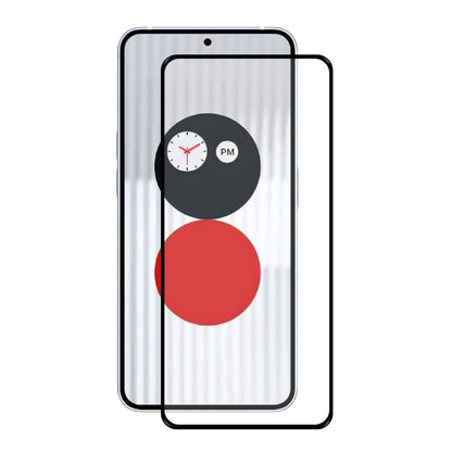 Tempered glass screen protector film for a smartphone, full coverage with rounded edges