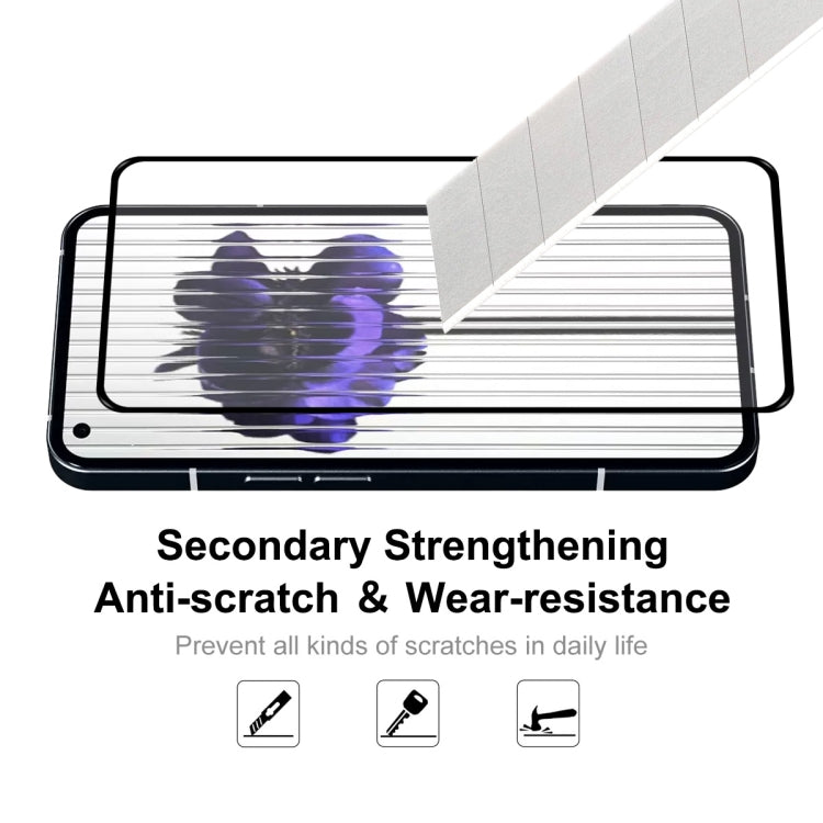 Tempered glass screen protector on smartphone screen with anti-scratch wear resistance view
