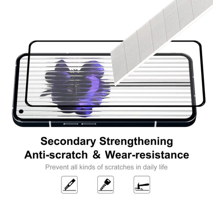 Tempered glass screen protector on smartphone screen with anti-scratch wear resistance view