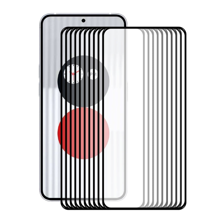 Layered tempered glass screen protectors showing full coverage shape and rounded edges