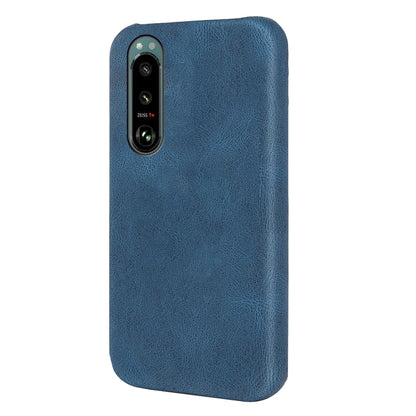 Blue PU phone case for Sony Xperia 5 III, back view with camera cutout