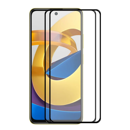 Tempered glass screen protector set showing multiple full-screen films aligned on phone