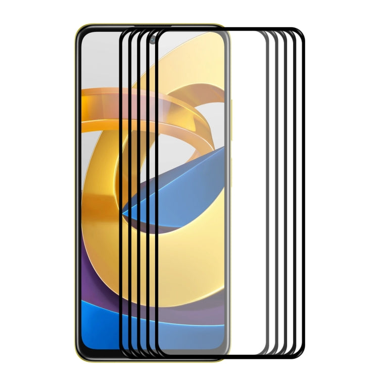 Tempered glass screen protector set with several full-screen films stacked beside phone