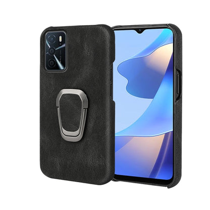 Black PU phone case with ring holder and camera cutouts
