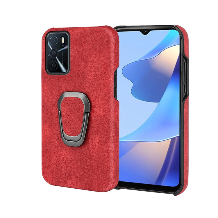 Red PU phone case with ring holder and side camera cutouts