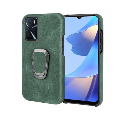 Dark green PU phone case with metal ring holder