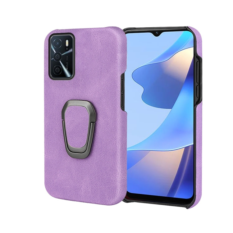 Purple PU phone case with ring holder grip