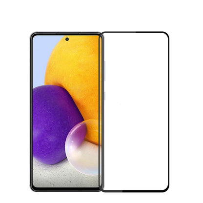 Tempered glass full-screen protector for smartphone, clear sheet aligned to display