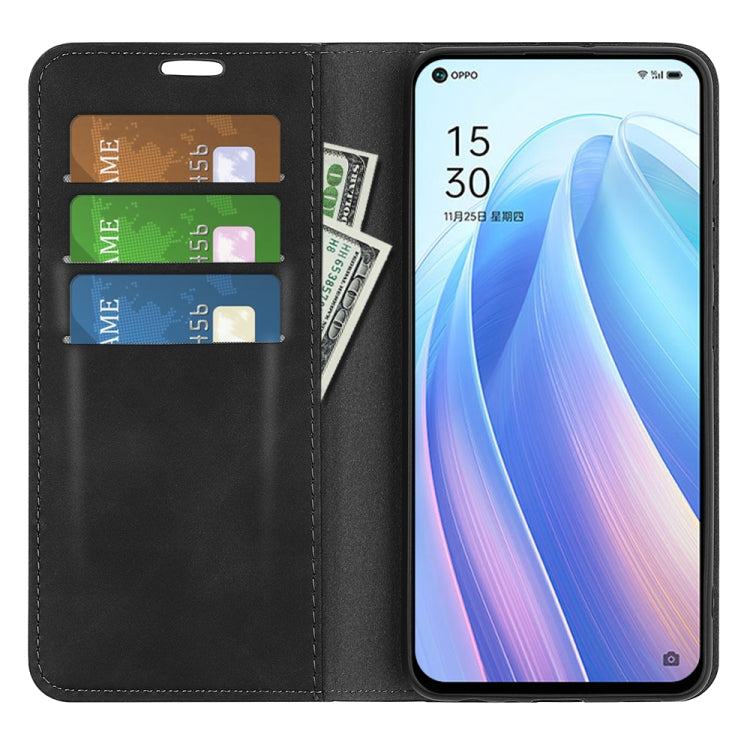 Black leather wallet phone case with card slots, camera opening, and folding stand