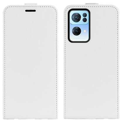 White leather vertical flip phone case with camera cutout and stitched edges