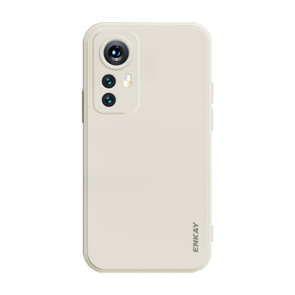 Beige ENKAY liquid silicone phone case with camera cutout and side protection