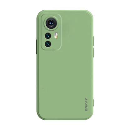 Light green ENKAY liquid silicone phone case with camera cutout and side grips
