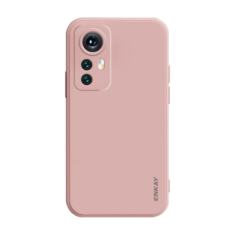 Pink ENKAY liquid silicone phone case with camera cutout and shock-resistant frame