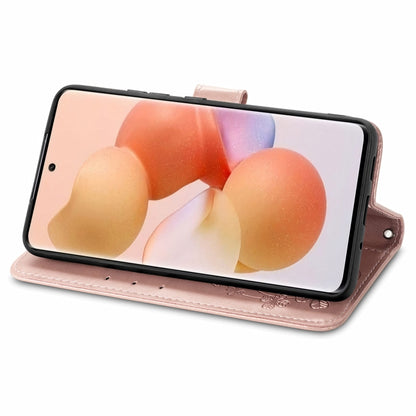 Four-leaf Clasp Embossed Leather Phone Case, For Xiaomi 12