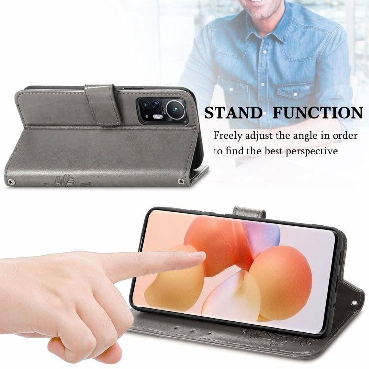 Four-leaf Clasp Embossed Leather Phone Case, For Xiaomi 12