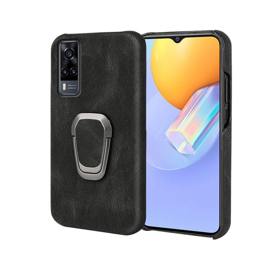 Ring Holder PU Phone Case For vivo Y31 / Y51 2020 Indian, Black, Red, Blue, Dark Green, Mint Green, Cyan, Purple