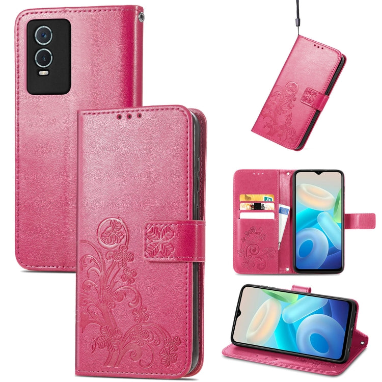 Four-leaf Clasp Embossed Leather Phone Case, For Vivo Y76s