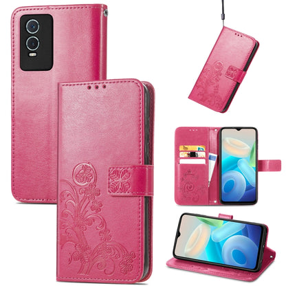 Four-leaf Clasp Embossed Leather Phone Case, For Vivo Y76s