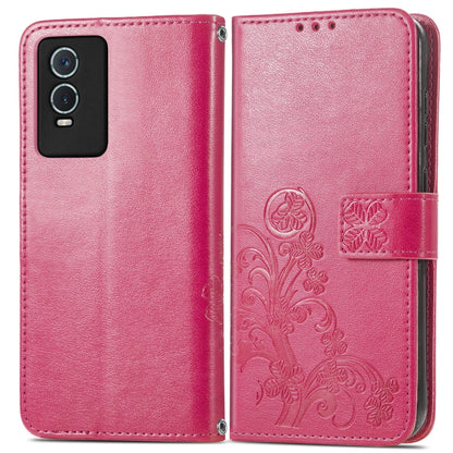 Four-leaf Clasp Embossed Leather Phone Case, For Vivo Y76s