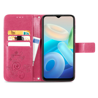 Four-leaf Clasp Embossed Leather Phone Case, For Vivo Y76s