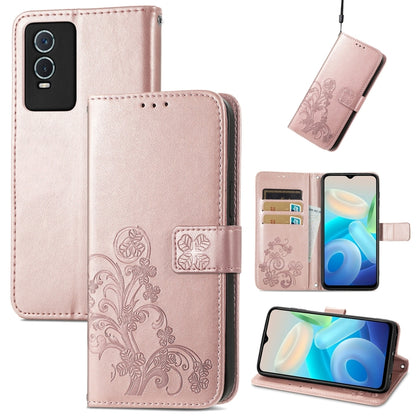 Four-leaf Clasp Embossed Leather Phone Case, For Vivo Y76s