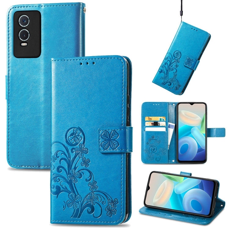 Four-leaf Clasp Embossed Leather Phone Case, For Vivo Y76s