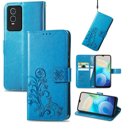 Four-leaf Clasp Embossed Leather Phone Case, For Vivo Y76s