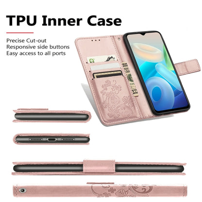 Four-leaf Clasp Embossed Leather Phone Case, For Vivo Y76s