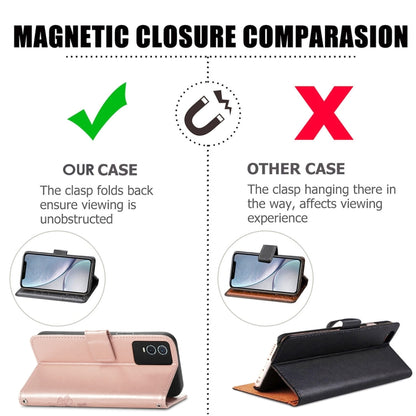 Four-leaf Clasp Embossed Leather Phone Case, For Vivo Y76s
