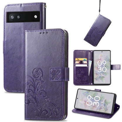Four-leaf Clasp Embossed Buckle Leather Phone Case, For Google Pixel 6a, For Motorola Moto G31, For Motorola Moto G51 5G, For Motorola Moto G71 5G