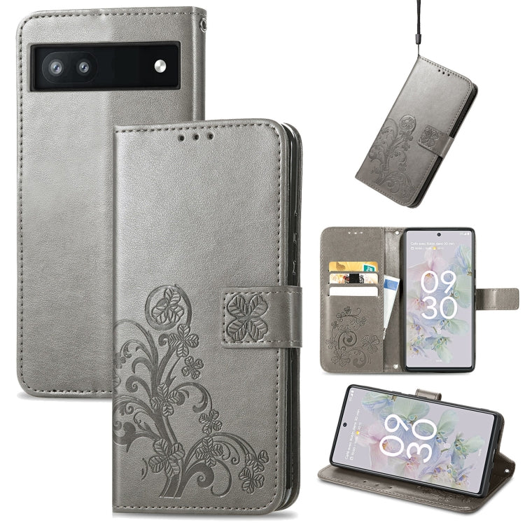 Four-leaf Clasp Embossed Buckle Leather Phone Case, For Google Pixel 6a, For Motorola Moto G31, For Motorola Moto G51 5G, For Motorola Moto G71 5G