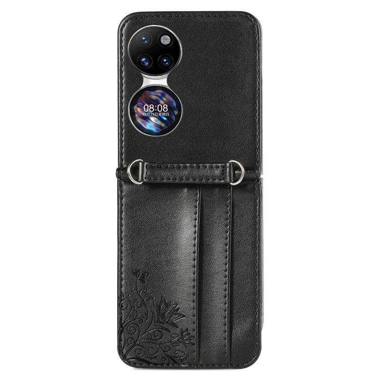 Diagonal Embossed Card Folding Phone Case, For Huawei  P50 Pocket