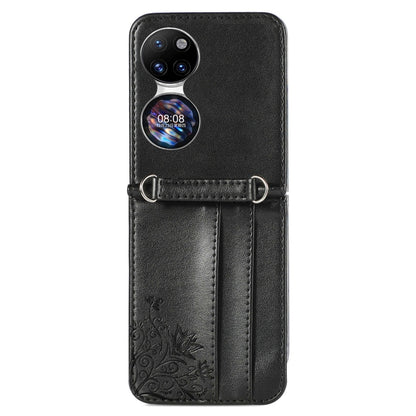 Diagonal Embossed Card Folding Phone Case, For Huawei  P50 Pocket
