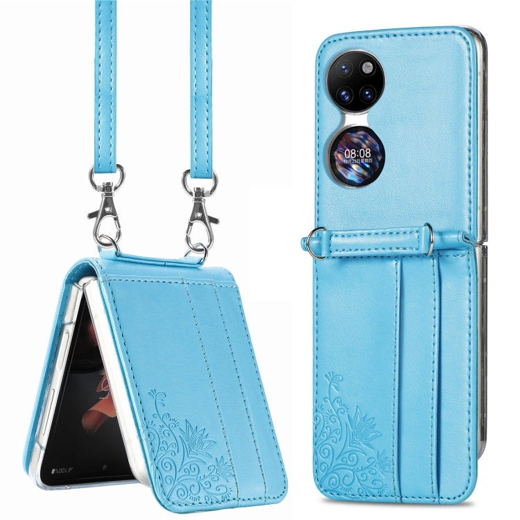 Diagonal Embossed Card Folding Phone Case, For Huawei  P50 Pocket