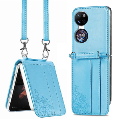 Diagonal Embossed Card Folding Phone Case, For Huawei  P50 Pocket
