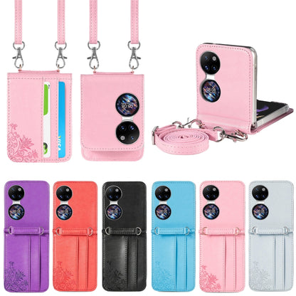 Diagonal Embossed Card Folding Phone Case, For Huawei  P50 Pocket
