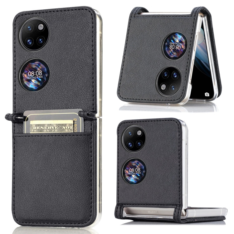 Litchi Pattern Card Folding Phone Case, For Huawei P50 Pocket
