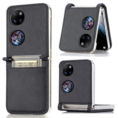 Litchi Pattern Card Folding Phone Case, For Huawei P50 Pocket