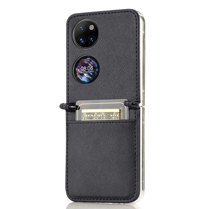 Litchi Pattern Card Folding Phone Case, For Huawei P50 Pocket