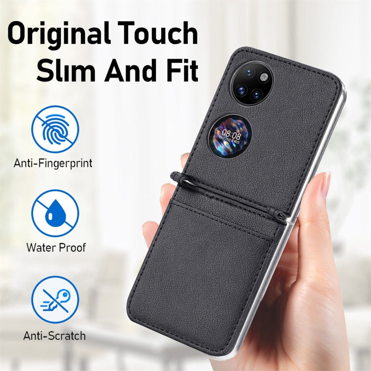 Litchi Pattern Card Folding Phone Case, For Huawei P50 Pocket